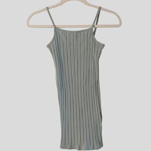 Shein Ribbed Mini Dress Sage Green Spaghetti Strap Bodycon XS